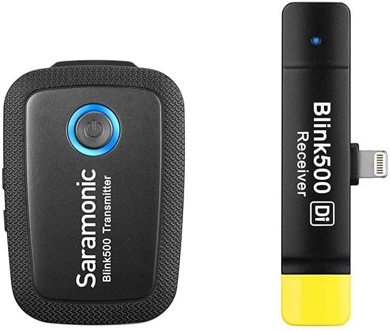 Saramonic 2.4 GHz Sistema de Micrófono Lavalier Clip-On Inalámbrico con Receptor Dual y Lightning para iPhone & iPad Blink500 B3