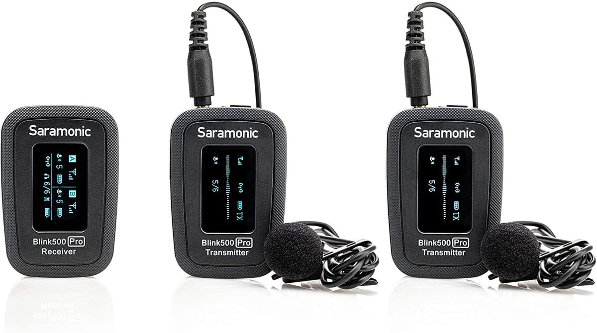 Saramonic Avanzado 2.4 GHz Sistema de Micrófono Lavalier Clip-On Inalámbrico para 2 Personas, para Cámara, Dispositivos Móviles y Más, Blink 500 Pro B2