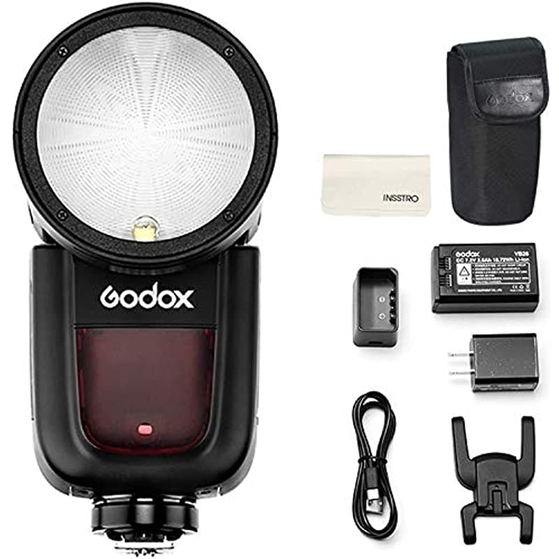 Godox V1-O - Flash Speedlite De Cabeza Redonda 24 G X Inalámbrico Hss 76 W Con Batería De Litio Para Cámaras Panasonic Olympus Dslr