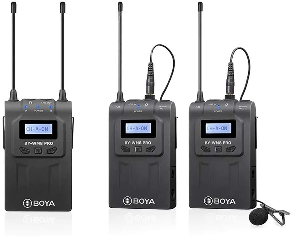 Boya BY-WM8 Pro-K2 UHF Canales Duales - Sistema De Micrófono Inalámbrico Con Un Receptor Y Dos Transmisores