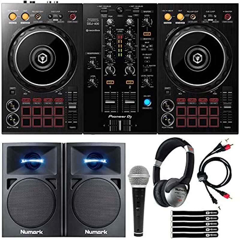 Clutch Pioneer Ddj-400 Rekordbox Dj Controlador + Monitores + Auriculares Dj Starter Paquete