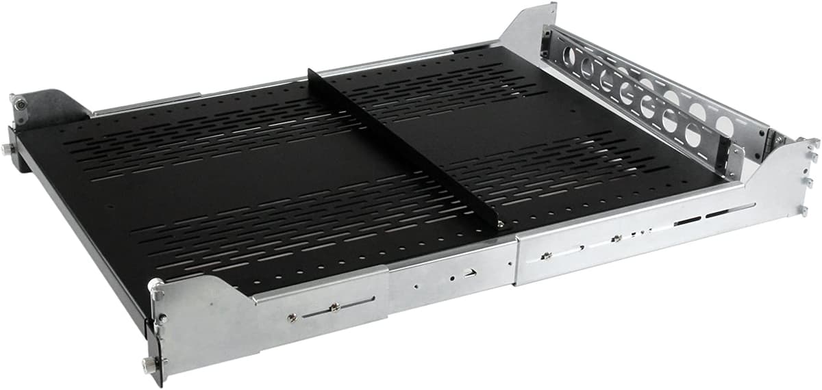 Startech.Com 2U Vented Sliding Server Rack Shelf Gestión De Cables Profundidad Ajustable 50 Lb 19 Servidor Bandeja De Equipos De Equipos De Equipos De Estante De La Bandeja Unisldshf192 Negro