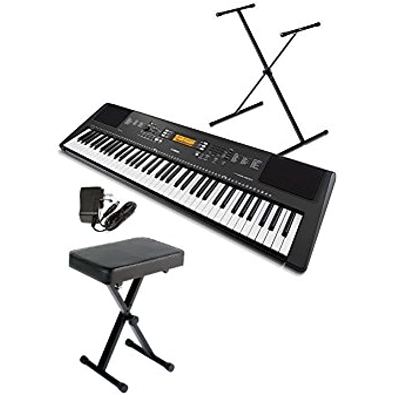 Yamaha Psrew300Sa 76 Key Portable Teclado Bundle Stand Bench Y Fuente