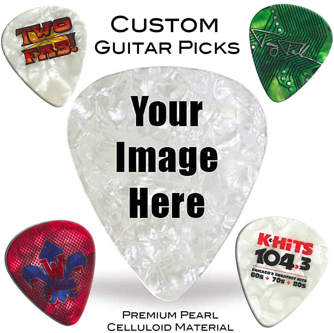 Clayton Custom 1000 Púas De Guitarra Personalizadas Celuloide De Perlas Blancas De Alta Calidad Púas De Guitarra Personalizadas A Todo Color Con Tu Foto O Diseño. Material Duradero Con Impresión Detallada. Gran Regalo Para Cualquier Músico. PEARLPCA-P-1
