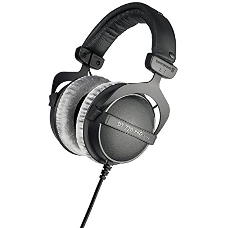 beyerdynamic DT 770 PRO Auriculares de Estudio Cerrados 80 Ohms, Gris, Cableados para Grabación y Monitoreo Profesional 474746