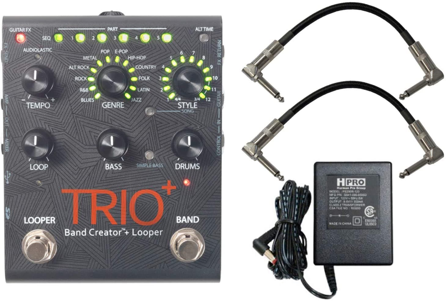 Digitech Trio+ Band Creator + Looper Con Cables De Conexión Y Fuente De Alimentación Trio+ BUNDLE