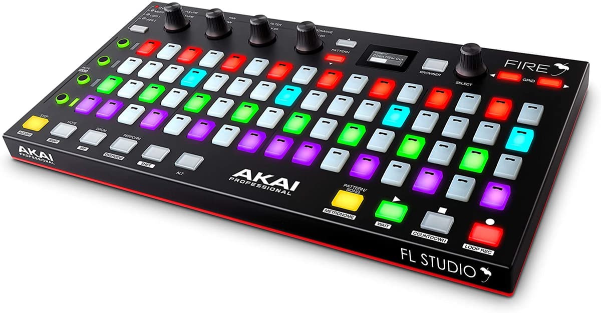 Akai Professional Fire Software Bundle - Controlador USB MIDI para FL Studio, matriz de pads RGB con clip drum pad, y software FL Studio Fruity Edition