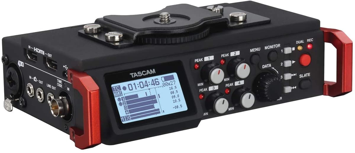 Tascam Dr-701D - Grabadora De Audio Portátil De 6 Pistas Para Cámara Dslr Color Negro