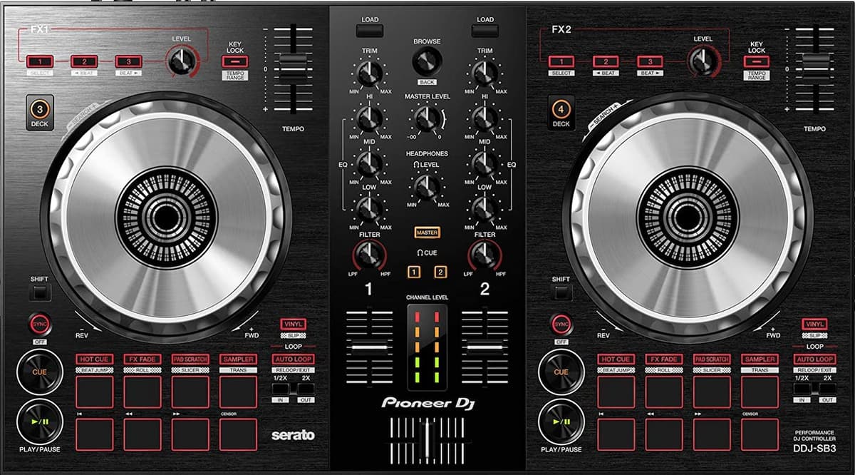 Pioneer DDJ-SB3 Controlador DJ Negro, ideal para DJs principiantes y avanzados, compatible con Serato DJ