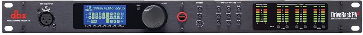 dbx DriveRack PA2 Procesador de Gestión para Altavoces, 2 Entradas 6 Salidas, Pantalla LCD y Conector USB, Negro