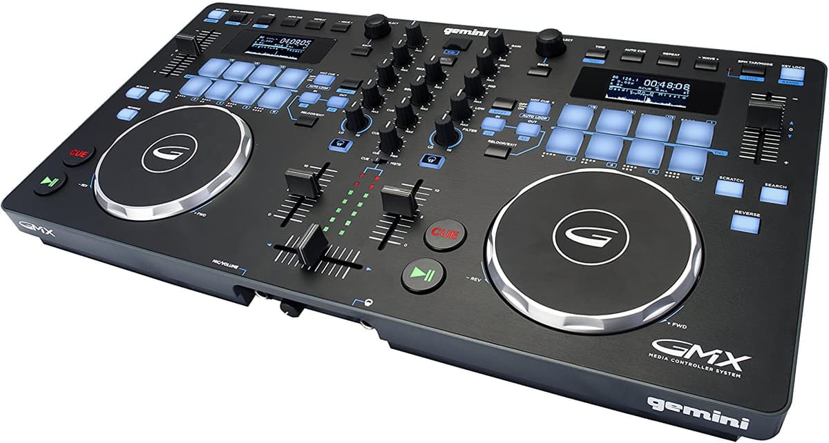 Gemini GMX Controlador DJ Versátil y Reproductor de Medios - Sistema USB/MIDI Compacto con VirtualDJ LE, Ideal para DJs Móviles y Actuaciones en Vivo