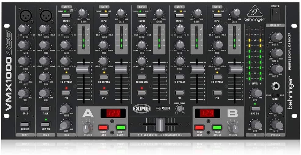 Behringer VMX1000USB Pro Mixer DJ de 5 canales con interfaz USB para mezclas profesionales