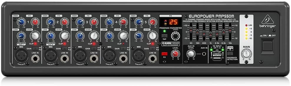 Behringer PMP550M Consola Mezcladora Potenciada 5 Canales 500W