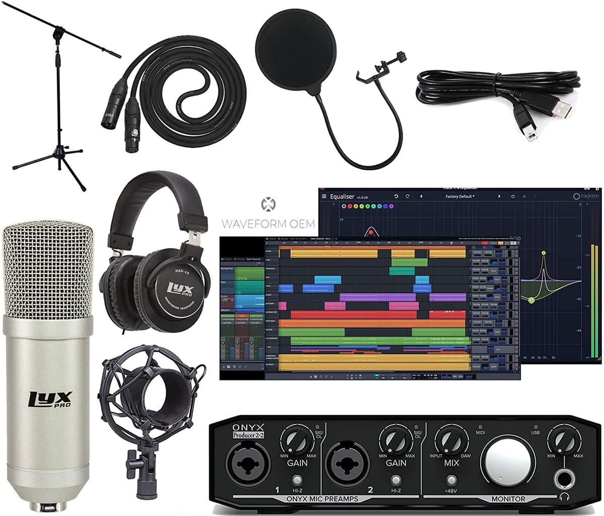 Mackie Onyx Producer 2-2 Interfaz De Audio / Midi Con Producción De Música Software Studio Bundle Con Micrófono Condensador De Grabación Profesional