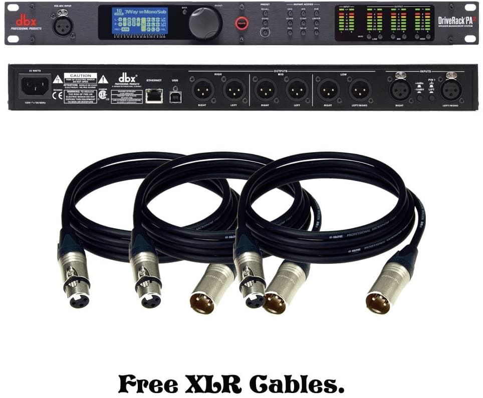 dbx DriveRack PA2 Procesador de Gestión PA de 6 Salidas con Display con 3 Cables XLR :641361338632