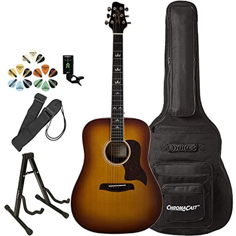 Sawtooth Modern Vintage Dreadnought Guitarra Acústica Chromacast Accesorios Vintage Burst ST-AD-MV-VB-KIT-3