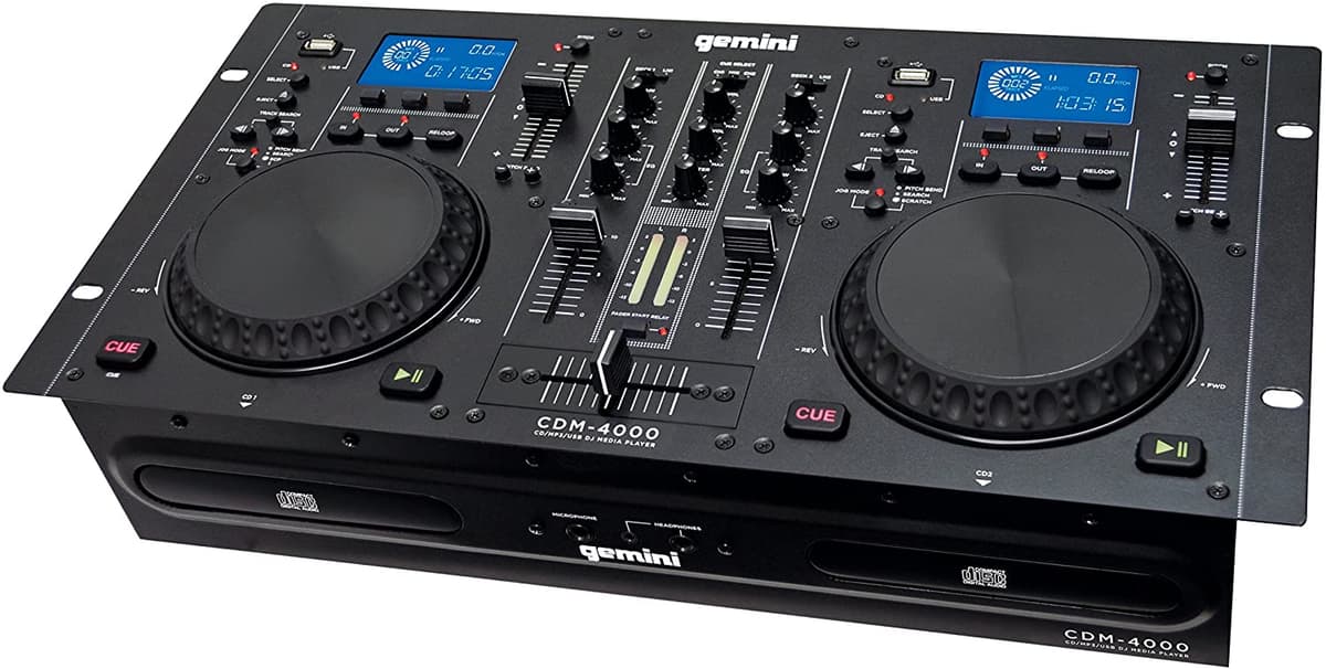 Gemini Cdm Series Cdm-4000 Consola Reproductora De Cd/Mp3/Usb Dj Con Rueda De Jog Dual Monitor Lcd Antichoque