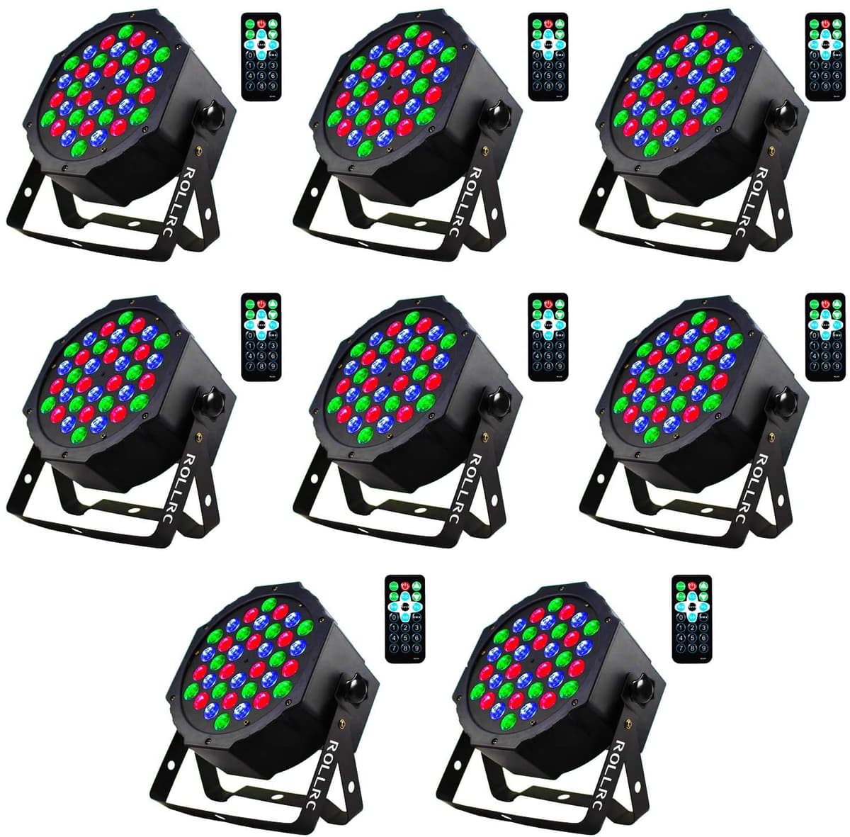 Rollrc Par Luces36 X 1W Rgb Led Uplindsdj Etapa Luces Control Remoto Compatible Dmxsound Par Luces9 Modos Led Up Up Luces Festival De Fiesta De Cumpleaños De Bodas De Boda 8 Pack