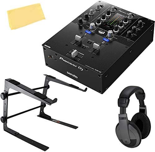 Pioneer Djm-S3 2 Canales Mezclador Serato Dj Bundle Gearlux Stand Auriculares Y Austin Bazaar Pelizado DJM-S3-COMBO-DLX