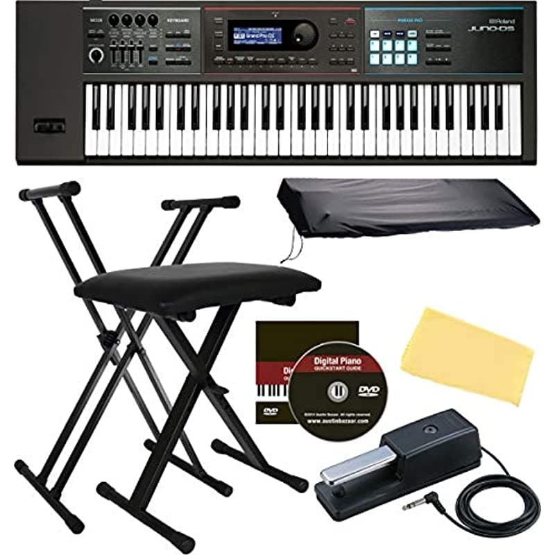 Roland Juno-Dds61 Sintetizador Bundle Roland Dp-10 Pedal De Amortiguador Soporte Ajustable Polvo Cubierta Austin Bazaar Dvd Y Pulido De Pulido JUNO-DS61-COMBO-PRO-1