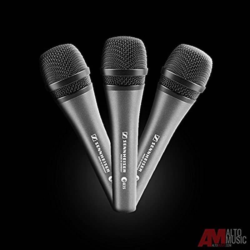 Sennheiser E 835 Micrófono Dinámico Cardioide con 3 Pyle PPMCL15 Cables XLR y 3 Samson MK10 Trípodes Livianos E8353PK 10203