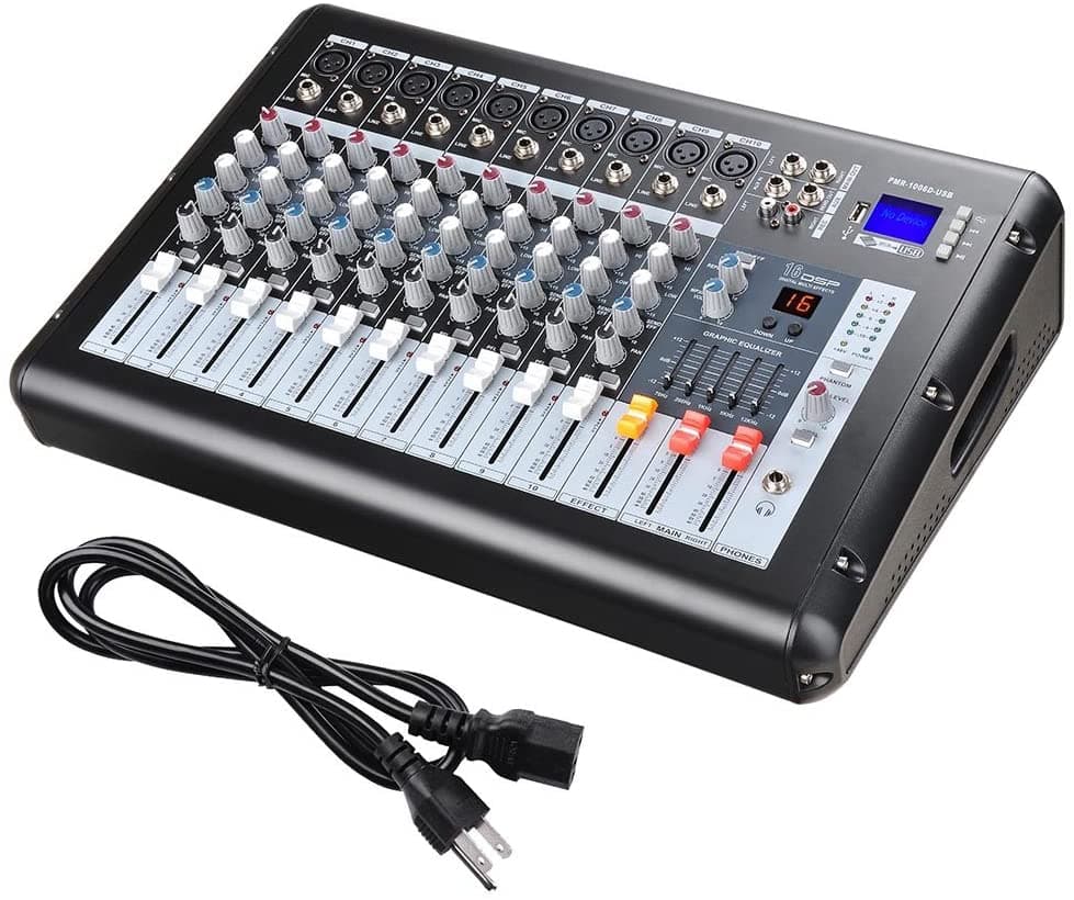 Aw 10 Canales Profesional Potenciados Mixer Usb Slot Dj Mezcla De Alimentación 110V 18.9X13.2X5.3 AW-PMS000006