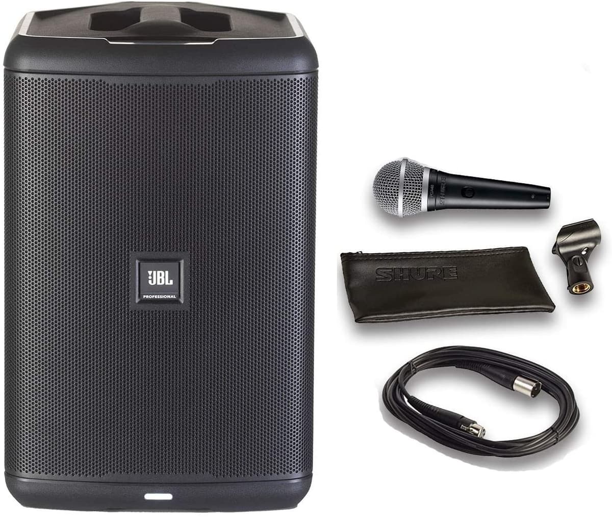 Jbl Eon One - Sistema Pa Personal Compacto Todo En 1 Recargable Con Paquete Bluetooth Con Micrófono Shure Pga48 Cable De Audio Xlr De 15 Pies (5 Artículos) ehthrew-275
