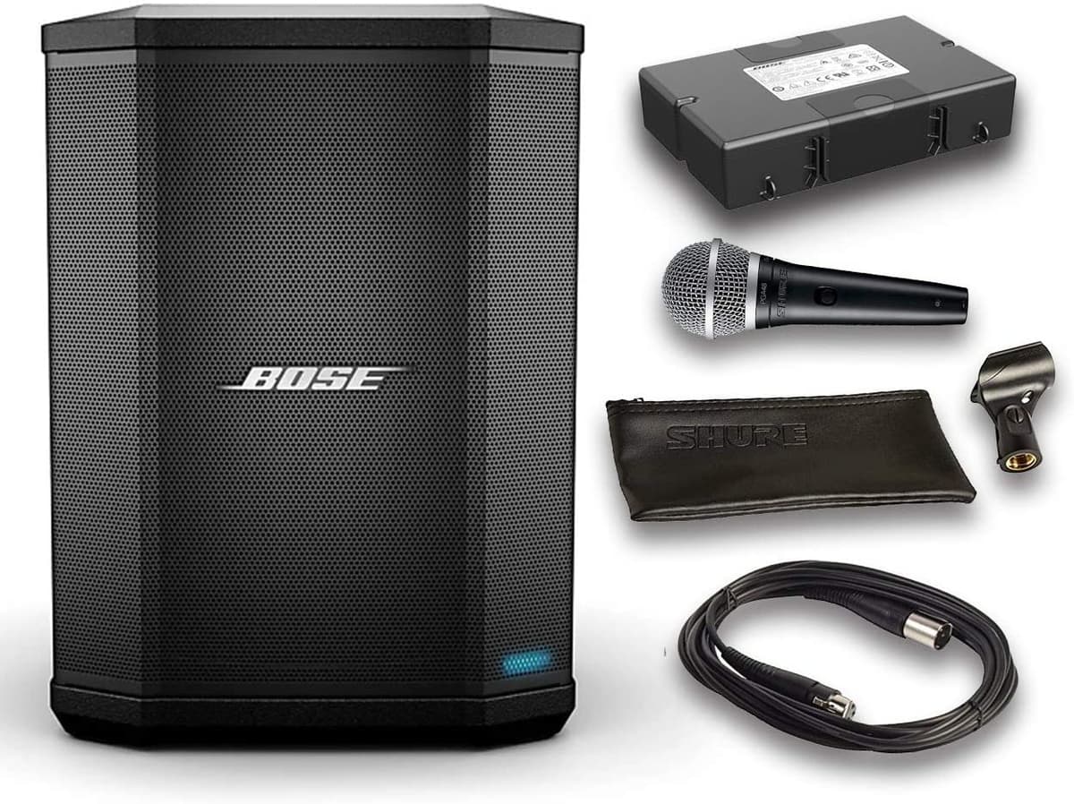 Bose S1 Pro Sistema de Parlante Bluetooth con Batería, Micrófono Shure PGA48, Cable de Audio XLR 4,5m (6 artículos)