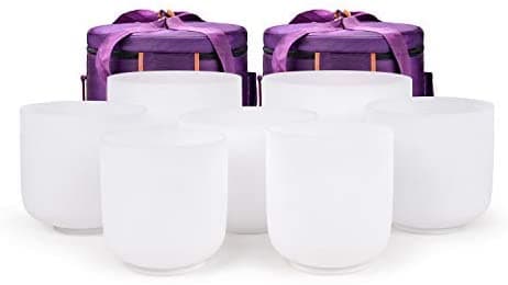 Topfund De 6-10 Pulgadas De Chakra Ajustado De 7 Tazones De Canto Cristal Set of 7 Crystal Singing Bowls 6-10 inch