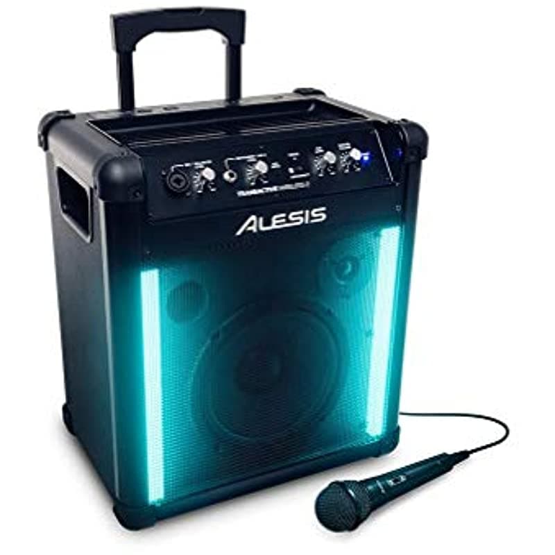 Alesis TransActive Wireless II | Parlante Bluetooth portátil recargable de 50W con show de luces mango telescópico puerto de carga USB y micrófono TransActive Wireless 2