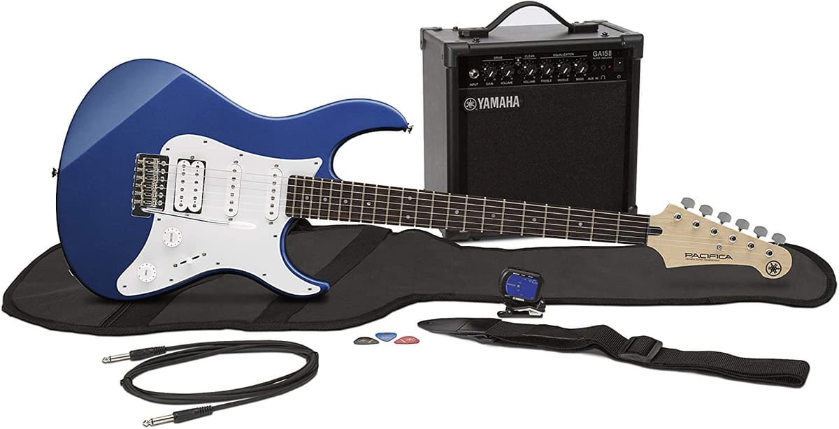 Yamaha GigMaker EG - Paquete de Guitarra Eléctrica con Amplificador, Funda, Afinador, Cable, Correa y Púas - Azul Metálico GIGMAKER EG-BLUE