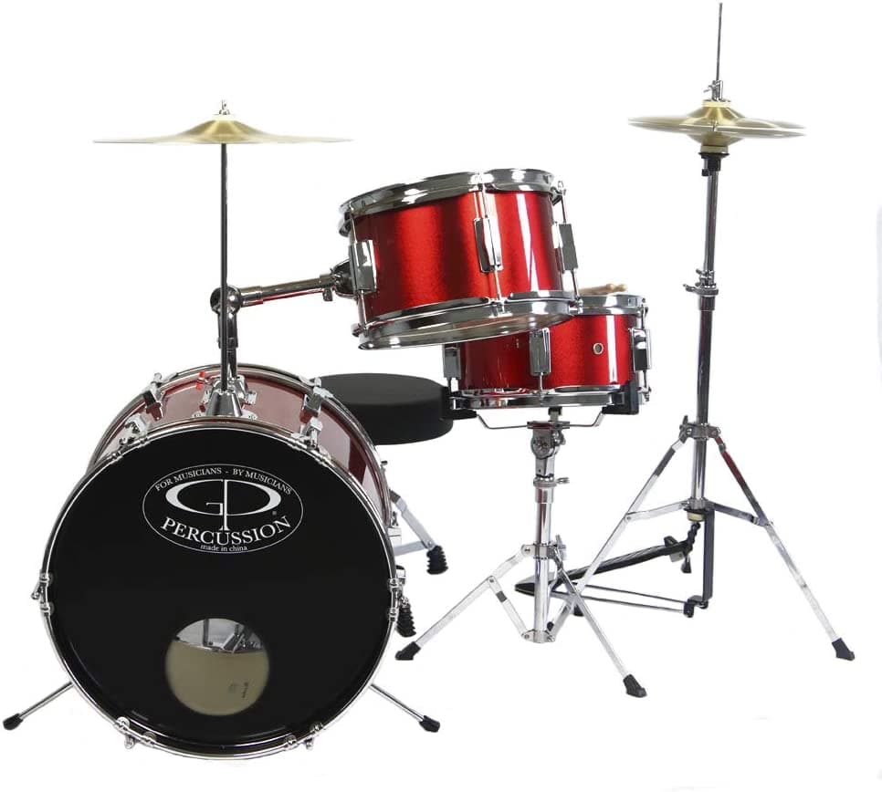 GP Percussion Gp Percusión Gp50Rd Complete Junior Drum Set Red 3 Piezas Conjunto