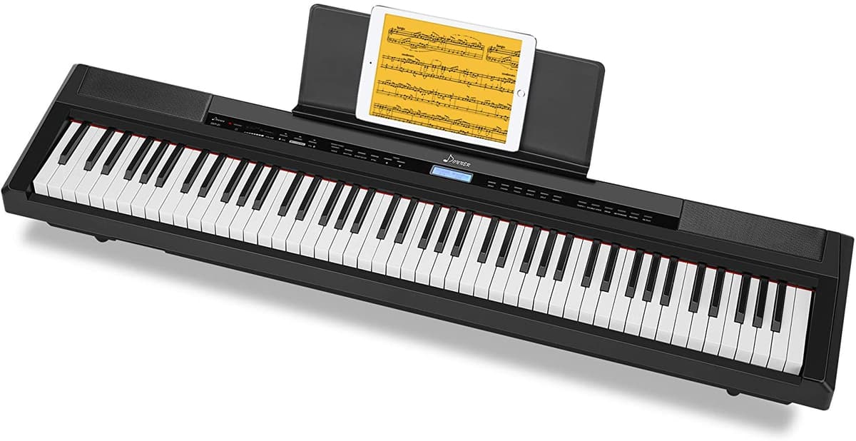 Donner DEP-20 - Piano digital para principiantes 88 teclas tamaño completo teclado totalmente contrapesado piano eléctrico portátil con pedal de sustain y fuente de alimentación