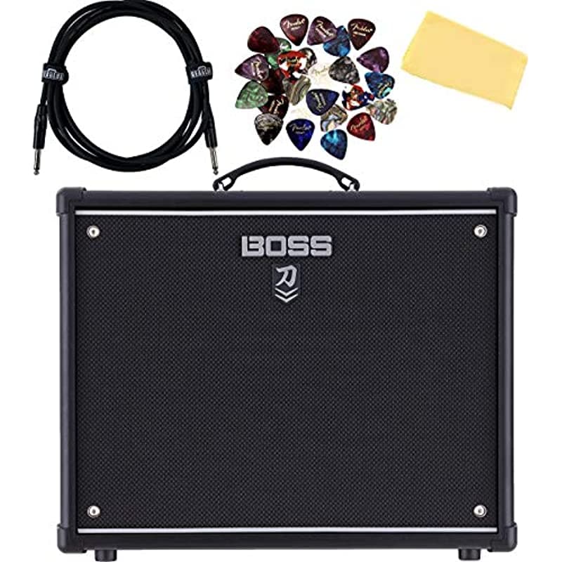 Boss Katana 100 MkII 100 vatios 1x12 Amplificador combo bundle con cable de instrumento 24 púas y paño de pulido Austin Bazaar KTN-100-2-COMBO-STD