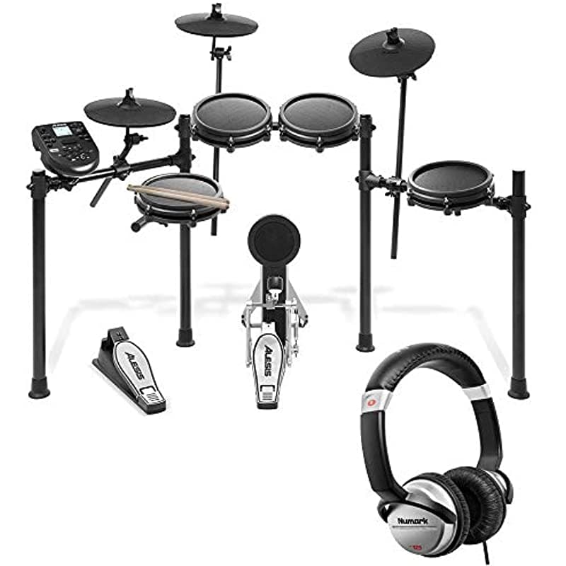 Alesis Nitro Mesh - Batería electrónica con 2 baquetas + auriculares + cable de interconexión de 10 pies paquete de accesorios de lujo Tapewo