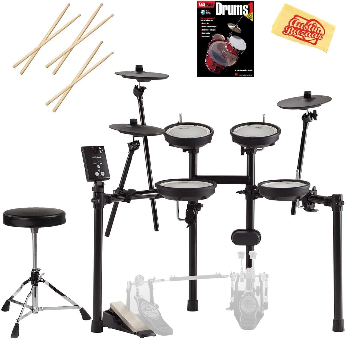 Roland V-Drums TD-1DMK Kit de Batería Electrónica con Banqueta, 3 Pares de Baquetas, Libro Instructivo y Paño de Pulido Austin Bazaar TD-1DMK-COMBO-DLX