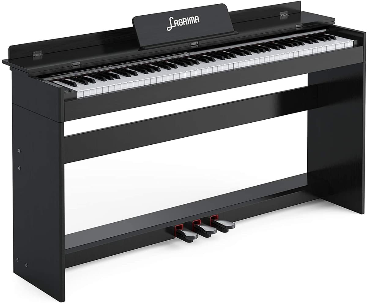 Lagrima Lag-800 88 Piano Digittal Digital Tamaño Alimento Teclado Música Teclado Stand+Adaptador De Potencia+3-Pedalera+Libro De Instrucciones+Jack Auricular Jack Próximos Adultos Blackpiano Solo