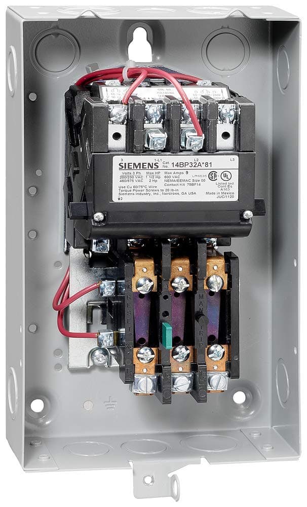 Siemens 14BP82BH81 Arrancador de motor de servicio pesado, 3 Fases, Carcasa NEMA 1