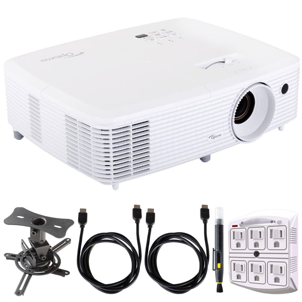 Optoma HD29Darbee Proyector Home Theater FHD 1080p DLP con Tecnología DarbeeVision + Soporte de Techo, Lápiz Limpiador de Lente, Protector de Sobretensión 6 Tomas y Cable HDMI x2 E1OPHD29DARBEE