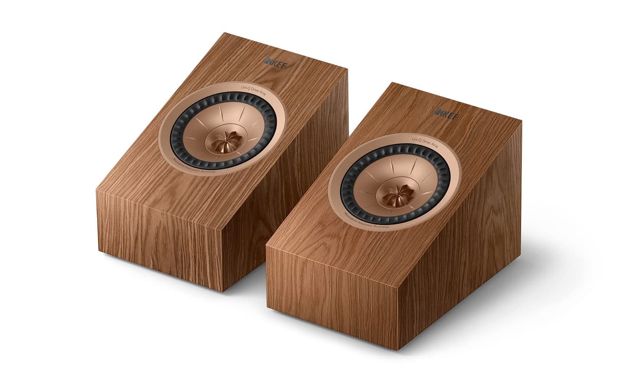KEF R8 Meta (Nogal, Unidad) altavoz envolvente Dolby Atmos para cine en casa, altavoces traseros/biblioteca, montaje en pared o sobre bocina, acabado en nogal R8WAG