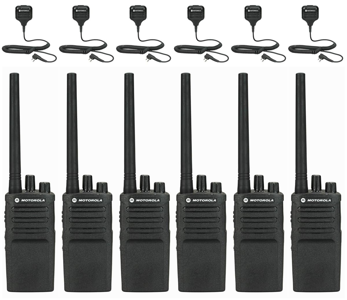 Motorola Solutions RMV2080 Paquete de 6 con micrófonos de altavoz Radio de dos vías analógica 8 canales VHF 150.8-164 MHz
