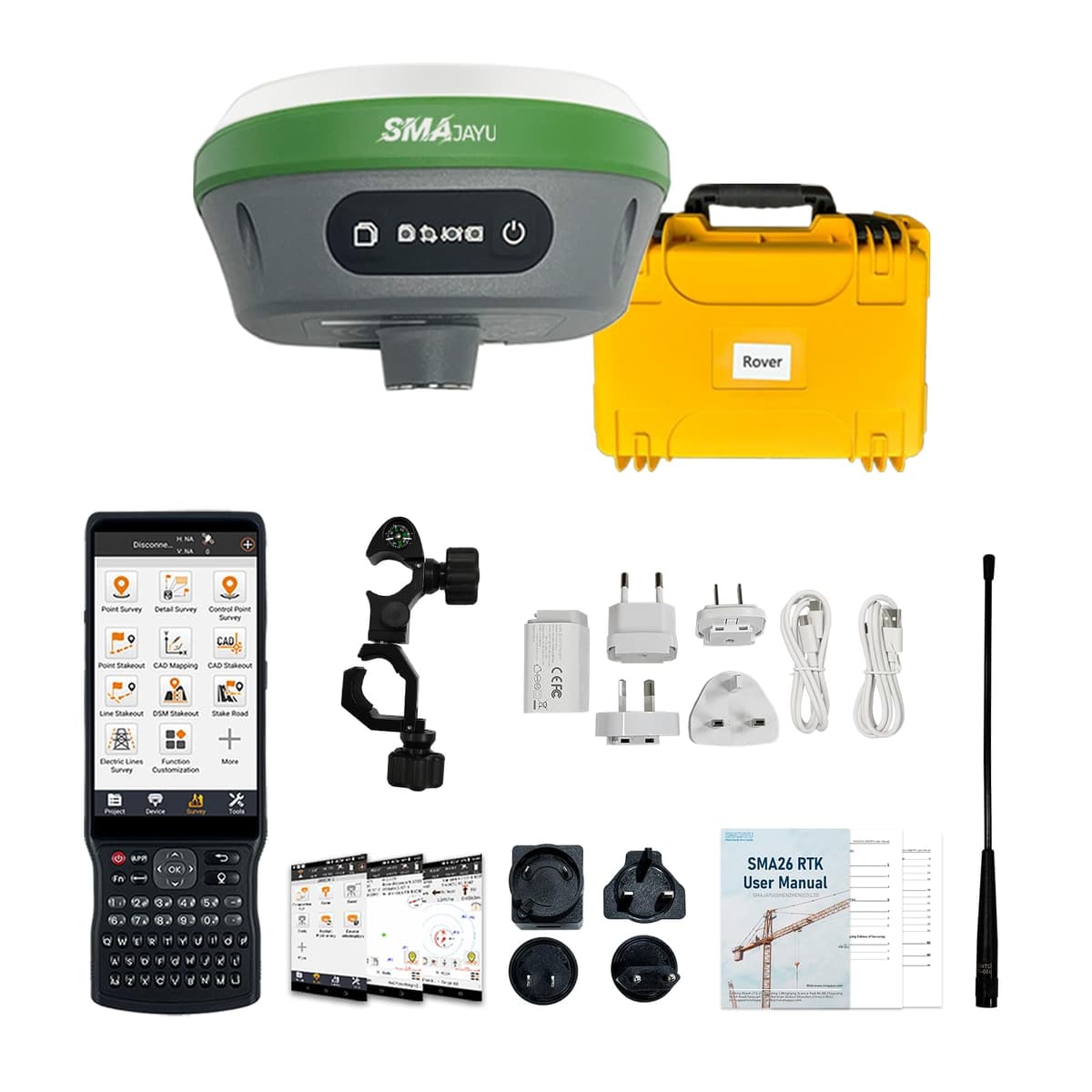 SMAJAYU SMA26 Pro Rover Sistema RTK GNSS de Topografía con Colector de Mano, Receptor GNSS, Compensación de Inclinación, 4G/WiFi/Bluetooth, IP67 a Prueba de Agua, Ideal para Topografía de Terreno, Construcción y Silvicultura (no incluye vara)