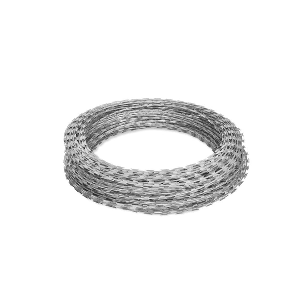 XLIHAWY CCGIWGWCG-2591E939EC15F78C4C4EE3C4A6F Alambre Navaja Acero Inoxidable, Cerca de Aislamiento con Cinta Razor, Doble Espiral 45 cm, 70 m, Antiescalada para Seguridad Exterior (Plata)