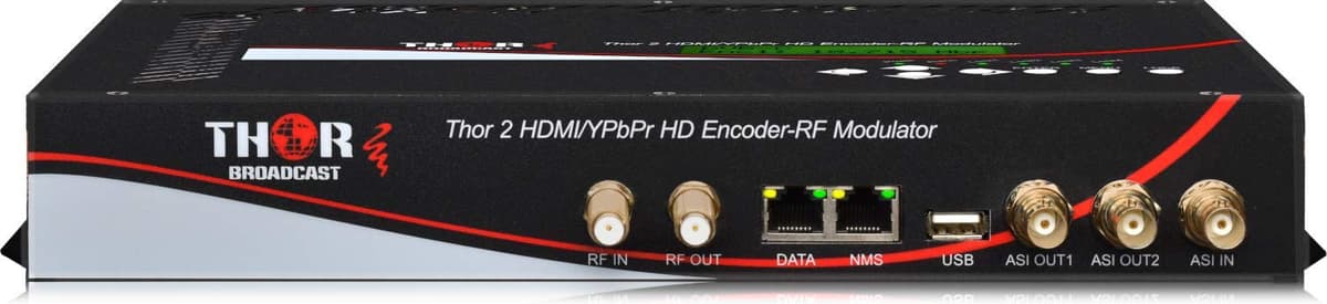 Thor Broadcast Thor Fiber H-2HDMI-QAM-IP Modulador QAM de TV por Cable e IPTV Server 2 Canales HDMI, codificador y streaming IP, compatible CATV y DVB-C, baja latencia