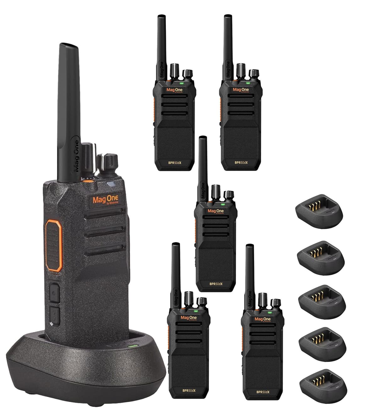 Motorola Solutions Mag One BPR50dX Radio Portátil Bidireccional UHF 4W Digital/Analógico 64 Canales (Paquete de 6)