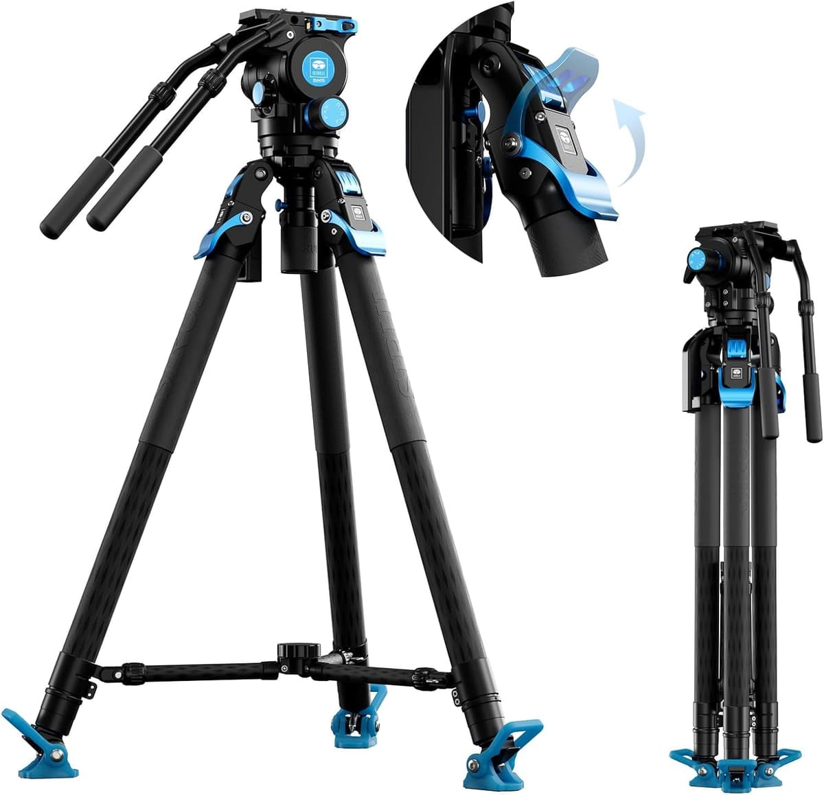 Sirui SVT75 Pro SVH15 Trípode profesional de video con cabezal fluido, sistema de soporte resistente para cámaras y videocámaras