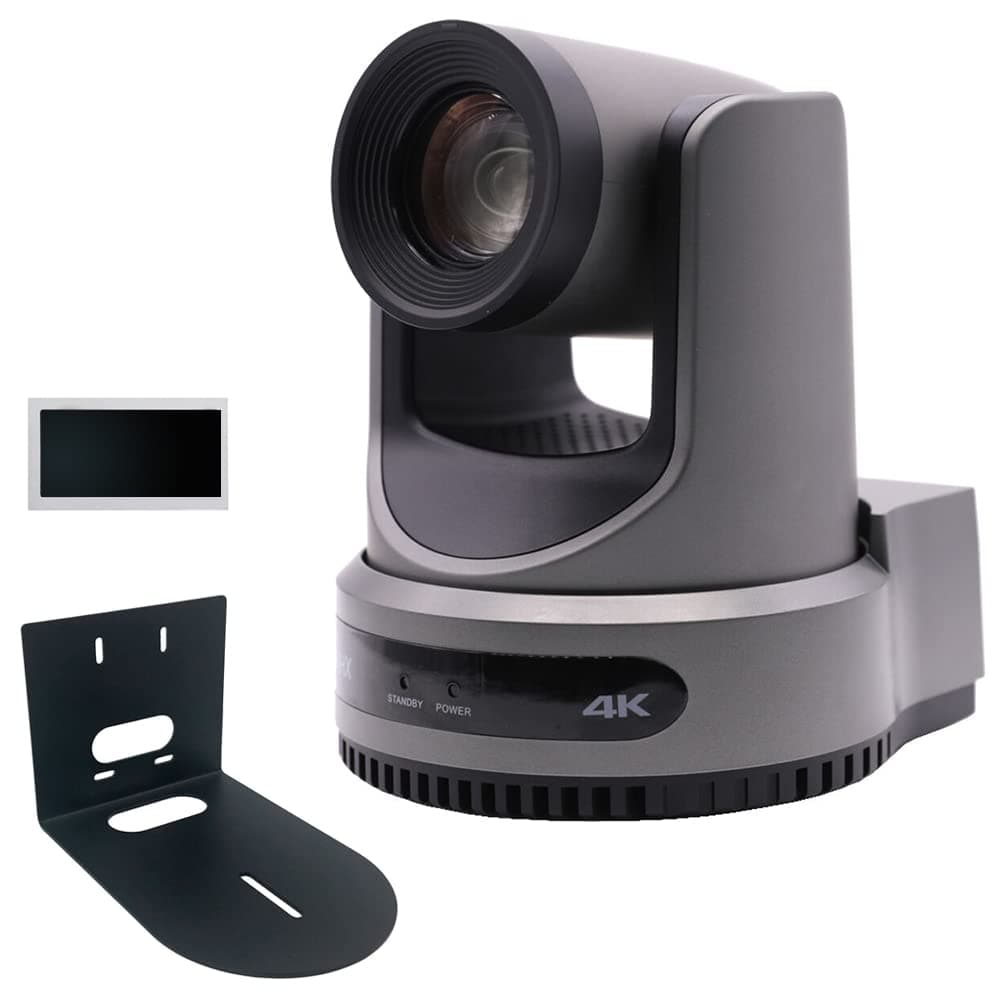 PTZOptics Move 4K PT20X-4K-GY-G3 Cámara PTZ SDI/HDMI/USB/IP con Zoom Óptico 20x (Gris), Soporte de Pared Universal HuddleCamHD HCM-1 y Pack de 5 Toallitas de Limpieza PT30X-4K-GY-G3+HCM-1+VESCP105