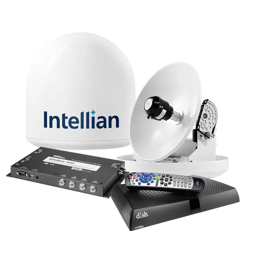 Intellian i2 B4-I2DNSB Sistema de TV Satelital con antena de 13" para Bell y Dish, receptor marino, HDTV, compacto