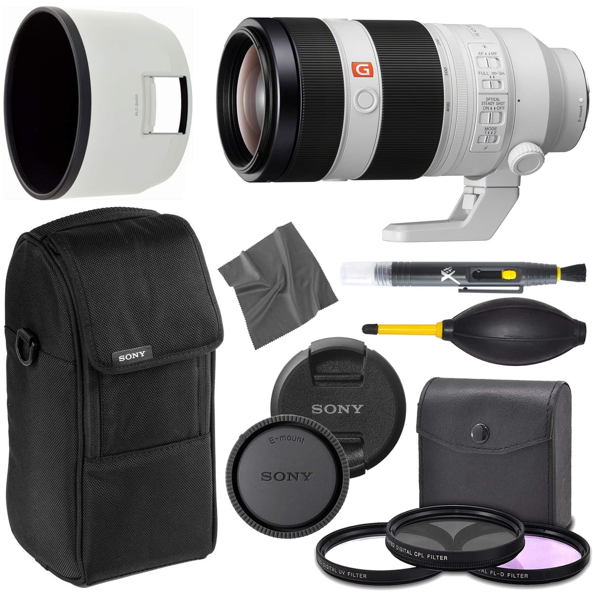 AOM Sony FE 100-400mm f/4.5-5.6 GM OSS (SEL100400GM) - Lente Súper Telefoto Full Frame para Sony E-Mount, Estabilizado, Zoom 100-400mm - Versión Internacional (Garantía 1 Año) + Kit Pro Starter Combo SN100400GMJK718