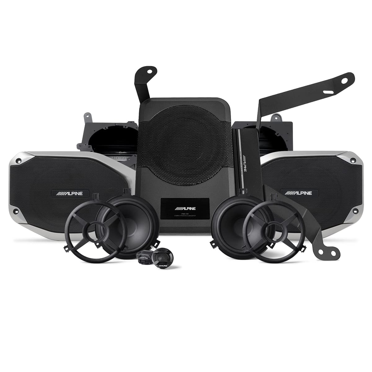 Alpine PSS-24WRA Sistema de audio completo 300W compatible con Jeep Wrangler Unlimited JL 2018+ y Jeep Gladiator 2020+ upgrade plug-and-play con subwoofer y amplificador